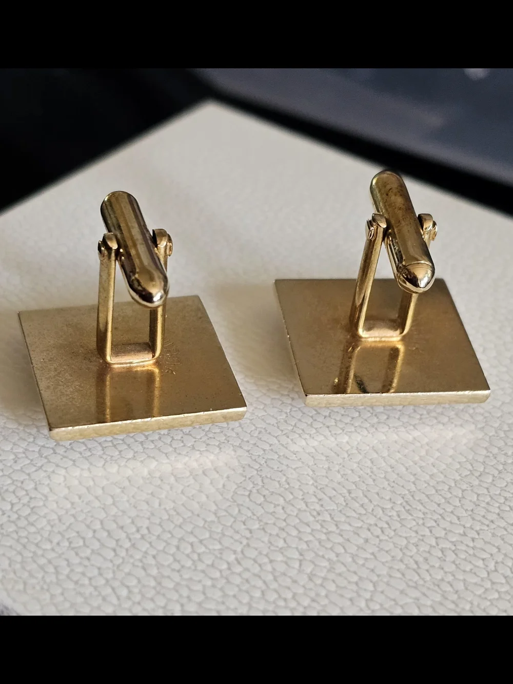Vintage Swank Green Jadeite Cufflinks Gold Tone Linen Texture Mens Gift